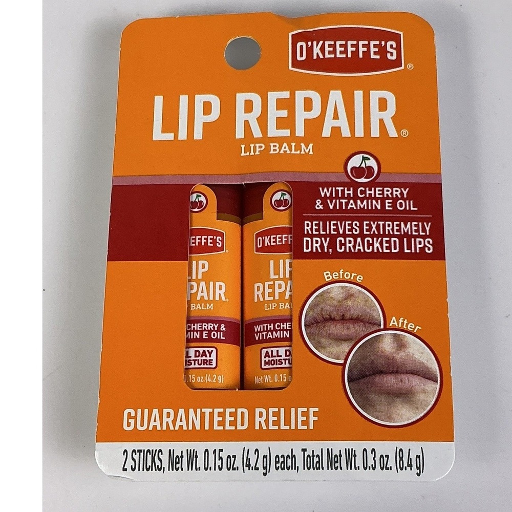 O'Keeffe's Lip Repair Lip‎ Balm Cherry Oil 2-Pack 0.15 oz Each New